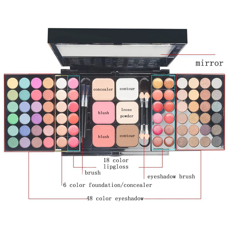 40/74/78 Cores Glitter Paleta de Sombras Matte À Prova D' Água De Longa Duração Pó Compacto Kit de Cosméticos Moda Mulheres