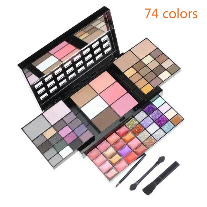 40/74/78 Cores Glitter Paleta de Sombras Matte À Prova D' Água De Longa Duração Pó Compacto Kit de Cosméticos Moda Mulheres